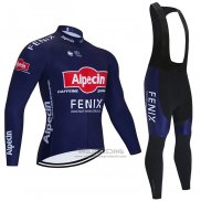 2021 Fietskleding Alpecin Fenix Diep Blauw Lange Mouwen en Koersbroek