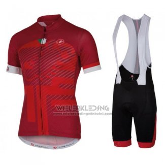 2016 Fietskleding Castelli Rood en Wit Korte Mouwen en Koersbroek