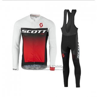 2017 Fietskleding Scott Wit en Rood Lange Mouwen en Koersbroek