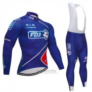 2018 Fietskleding FDJ Blauw Lange Mouwen en Koersbroek