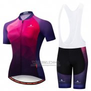 2019 Fietskleding Vrouw Miloto Violet Roze Korte Mouwen en Koersbroek