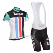 2014 Fietskleding Bianchi Zwart en Wit Korte Mouwen en Koersbroek