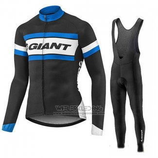 2017 Fietskleding Giant Blauw en Zwart Lange Mouwen en Koersbroek