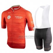 2019 Fietskleding Castelli Uae Tour Oranje Korte Mouwen en Koersbroek