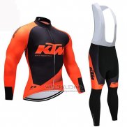 2019 Fietskleding Ktm Zwart Oranje Lange Mouwen en Koersbroek