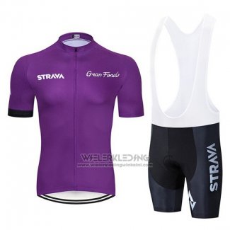 2019 Fietskleding STRAVA Donker Violet Korte Mouwen en Koersbroek