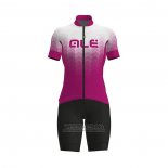 2021 Fietskleding Vrouw ALE Wit Fuchsia Korte Mouwen en Koersbroek