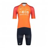 2022 Fietskleding Ineos Grenadiers Oranje Korte Mouwen en Koersbroek