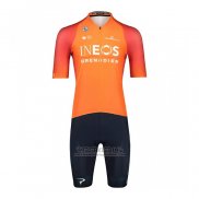 2022 Fietskleding Ineos Grenadiers Oranje Korte Mouwen en Koersbroek