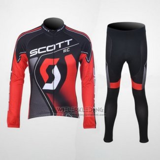 2012 Fietskleding Scott Zwart en Rood Lange Mouwen en Koersbroek