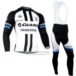 2014 Fietskleding Giant Shimano Zwart en Wit Lange Mouwen en Koersbroek