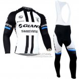 2014 Fietskleding Giant Shimano Zwart en Wit Lange Mouwen en Koersbroek