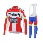 2018 Fietskleding Tinkoff Saxo Bank Rood Wit Lange Mouwen en Koersbroek