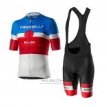 2020 Fietskleding Castelli Blauw Rood Wit Korte Mouwen en Koersbroek