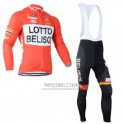 2014 Fietskleding Lotto Belisol Oranje Lange Mouwen en Koersbroek