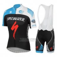 2016 Fietskleding Specialized Azuur en Zwart Korte Mouwen en Koersbroek