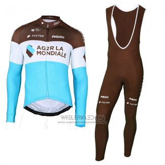 2018 Fietskleding Ag2r La Mondiale Bruin Blauw Lange Mouwen en Koersbroek