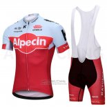 2018 Fietskleding Katusha Alpecin Rood Korte Mouwen en Koersbroek