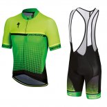 2018 Fietskleding Specialized Geel Groen Zwart Korte Mouwen en Koersbroek