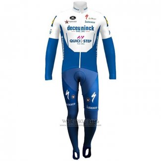 2020 Fietskleding Deceuninck Quick Step Blauw Wit Lange Mouwen en Koersbroek