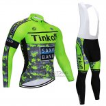 2020 Fietskleding Tinkoff Saxo Bank Groen Camouflage Lange Mouwen en Koersbroek