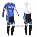 2013 Fietskleding FDJ Blauw Lange Mouwen en Koersbroek