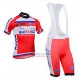 2013 Fietskleding Katusha Wit en Rood Korte Mouwen en Koersbroek