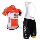 2015 Fietskleding Lotto Soudal Wit Rood Korte Mouwen en Koersbroek