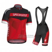 2016 Fietskleding Specialized Zwart en Rood Korte Mouwen en Koersbroek