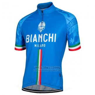 2017 Fietskleding Bianchi Blauw Korte Mouwen en Koersbroek