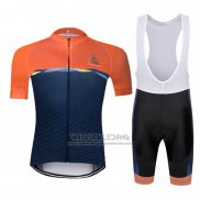 2019 Fietskleding Chomir Oranje Donker Blauw Korte Mouwen en Koersbroek