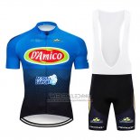 2019 Fietskleding D'Amico Blauw Wit Korte Mouwen en Koersbroek