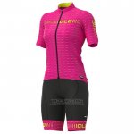 2020 Fietskleding Vrouw ALE Fuchsia Korte Mouwen en Koersbroek