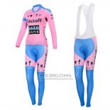 2015 Fietskleding Vrouw Saxo Bank Fuchsia Lange Mouwen en Koersbroek