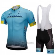 2018 Fietskleding Astana Blauw Korte Mouwen en Koersbroek