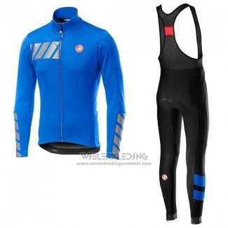 2019 Fietskleding Castelli Raddoppia 2 Blauw Zilver Lange Mouwen en Koersbroek