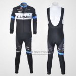 2011 Fietskleding Garmin Cervelo Wit en Zwart Lange Mouwen en Koersbroek