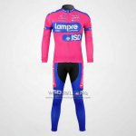 2012 Fietskleding Lampre ISD Roze en Azuur Lange Mouwen en Koersbroek