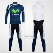 2012 Fietskleding Movistar Blauw Lange Mouwen en Koersbroek