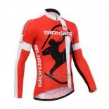 2014 Fietskleding Giordana Rood en Wit Lange Mouwen en Koersbroek