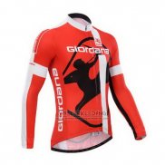 2014 Fietskleding Giordana Rood en Wit Lange Mouwen en Koersbroek