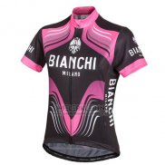 2016 Fietskleding Bianchi Zwart en Fuchsia Korte Mouwen en Koersbroek