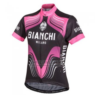 2016 Fietskleding Bianchi Zwart en Fuchsia Korte Mouwen en Koersbroek