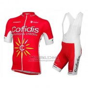 2016 Fietskleding Cofidis Rood en Wit Korte Mouwen en Koersbroek