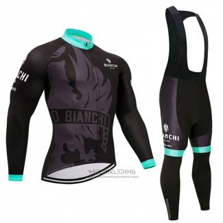 2018 Fietskleding Bianchi Zwart en Blauw Lange Mouwen en Koersbroek