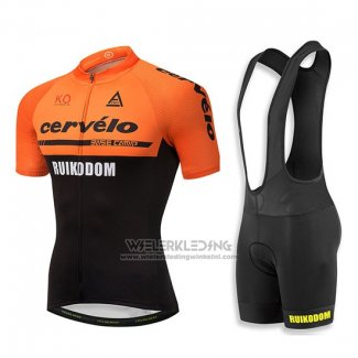 2018 Fietskleding Cervelo Oranje en Zwart Korte Mouwen en Koersbroek