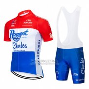 2019 Fietskleding Roompot Charles Rood Wit Blauwkorte Mouwen en Koersbroek