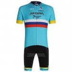 2020 Fietskleding Astana Kampioen Rusland Korte Mouwen en Koersbroek