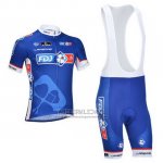 2013 Fietskleding FDJ Blauw Korte Mouwen en Koersbroek