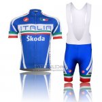 2014 Fietskleding Italie Blauw en Rood Korte Mouwen en Koersbroek